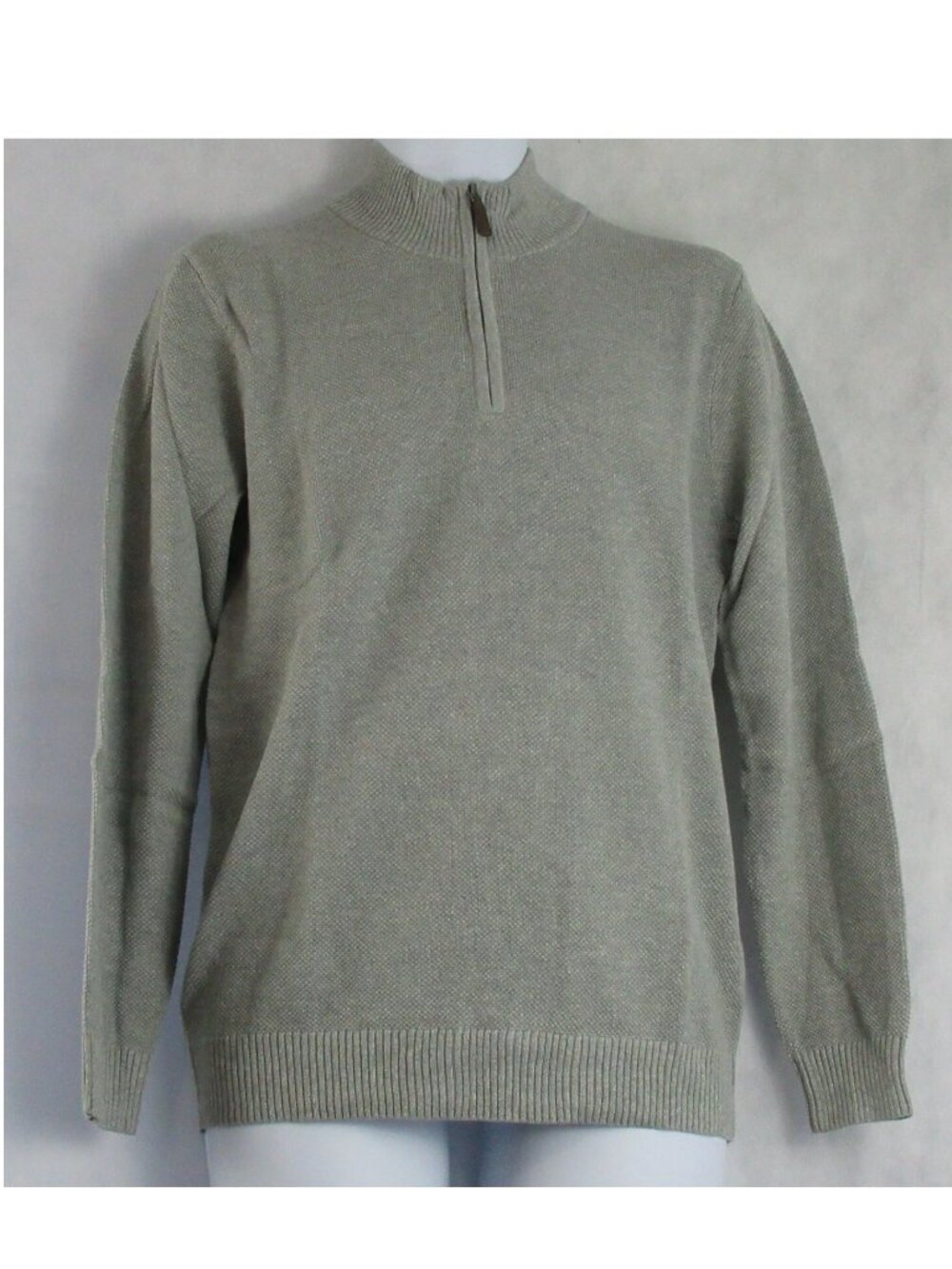 Club Room Men's 1/4-Zip Textured 100% Cotton Pullover Sweater, Soft Gray Heather